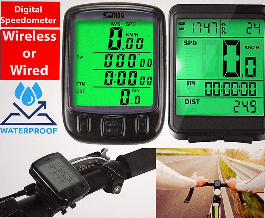 Bike Bicycle Speedometer Cycle Digital Odometer Backlight LCD Waterproof Black