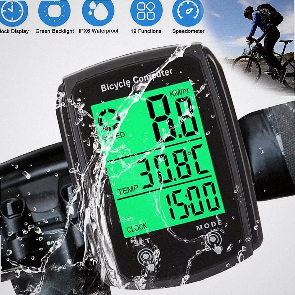 Bike Bicycle Speedometer Cycle Digital Odometer Computer Waterproof LCD Wired US