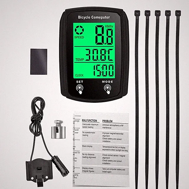 Bike Computer Bicycle Odometer LCD Screen Wired Cycling Speedometer Mountain Bik