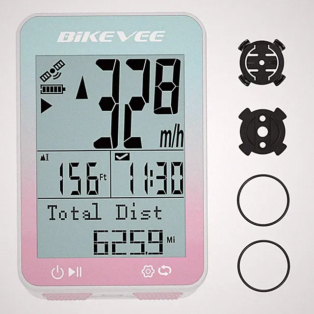 Bikevee GPS Speedometer Odometer - Wireless Bike Computer, Auto Start/Stop, Pink