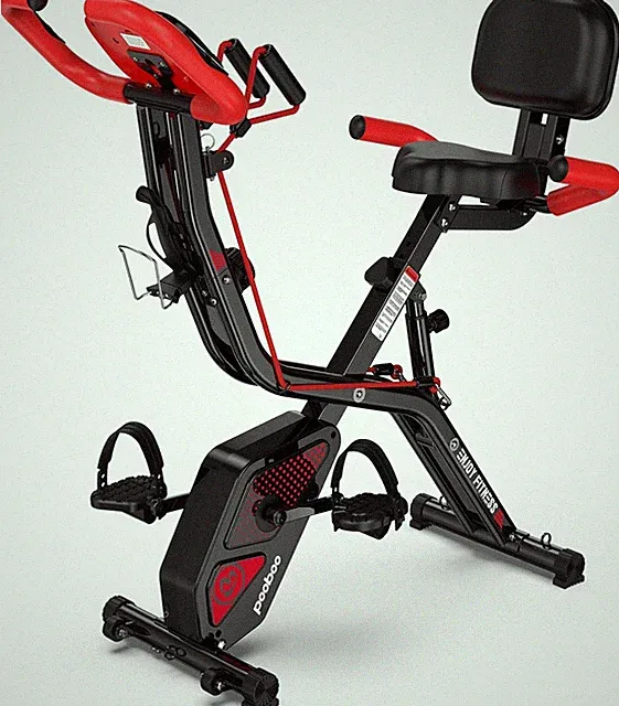Folding Exercise Bike Foldable Stationary Bike Upright Red X-Bike Fitness Bike