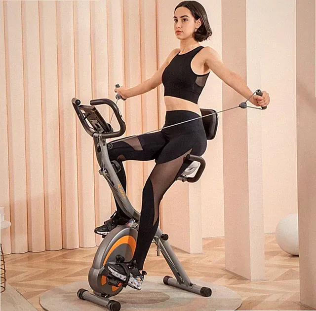 Folding Recumbent Bike LCD Monitor Pulse Detection Cycling Workout Device