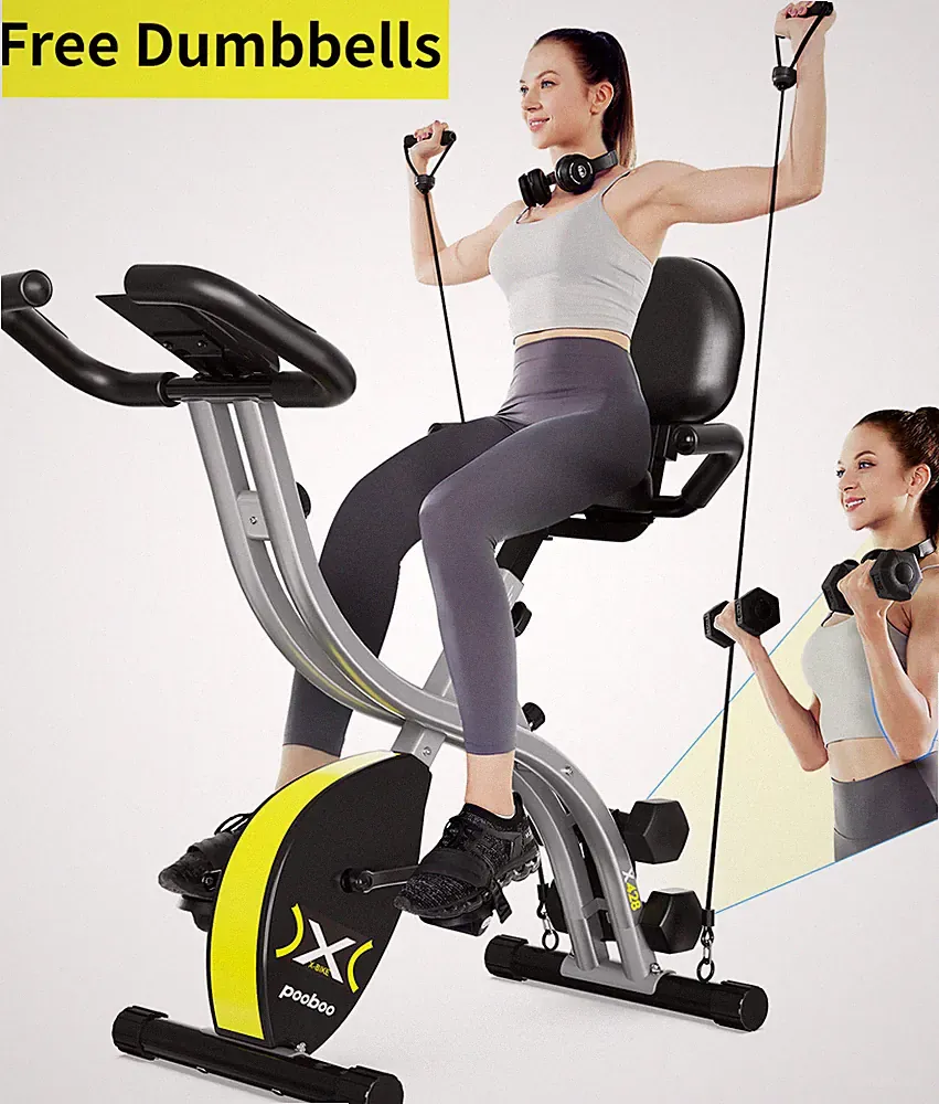 Home 3-in-1 Exercise Bike Folding Stationary Exercise Bikes Fitness Workout Bike