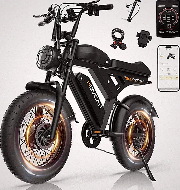 MOVCAN Electric Bike 20" Fat Tire 48V 40Ah 37.5MPH Full Suspension for Adults
