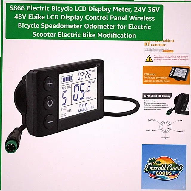 S866 Wireless Speedometer/Odometer for Electric Bikes, Easy Handlebar Mount