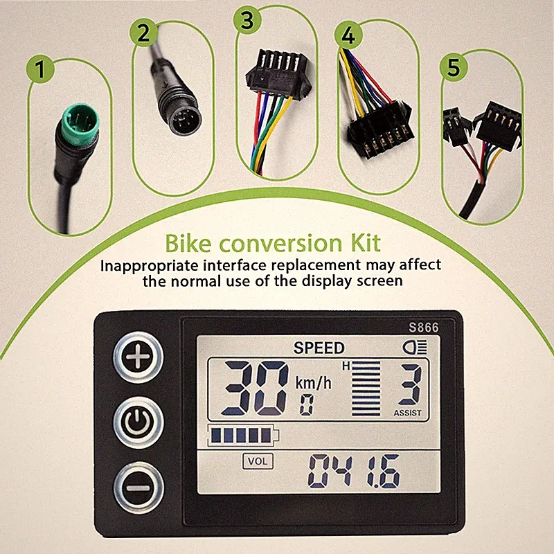 UART2 Digital Bike Speedometer Waterproof S866 LCD Display for Mountain Bicycles