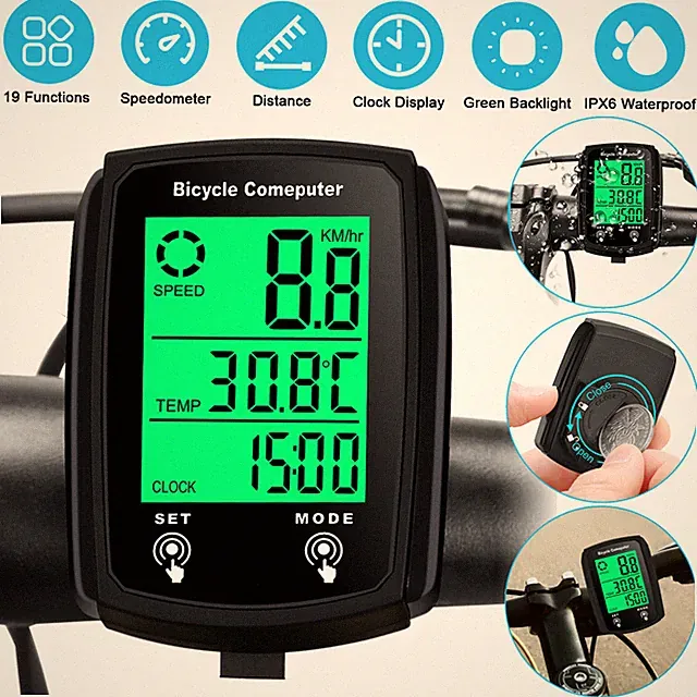 Waterproof Wired LCD Digital Cycle Bike Computer Bicycle Speedometer Odometer US