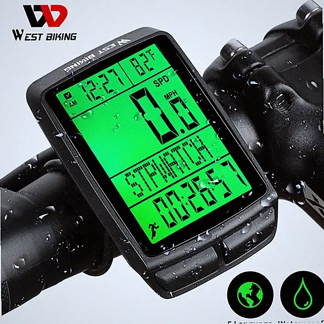 WEST BIKING 5 Language Wireless Cycle Computer Waterproof Bicycle Speedometer