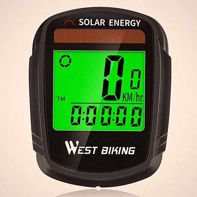WEST BIKING Wireless Cycle Computer Waterproof Solar Energy Bicycle Speedometer