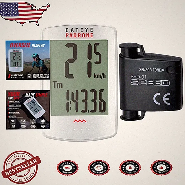 White Bike Computer LCD Oversized Display Wireless Speedometer Odometer FlexT...