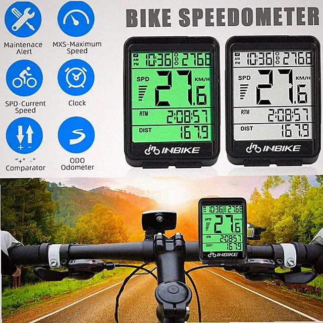 Wireless LCD Digital Cycle Computer Bicycle Bike Backlight Speedometer Odometer