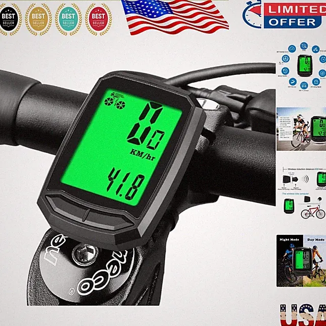 Wireless Waterproof Bicycle Odometer with LCD Display & Multi-Functions